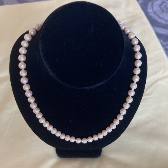 Long Genuine Pearl Hand-Knotted Necklace - Vintage - Picture 7 of 7